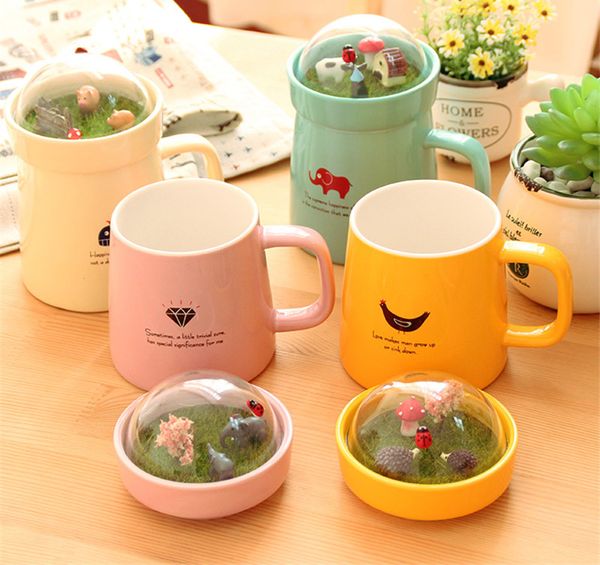 

creative cartoon animal micro landscape caneca milk and coffee mug 400ml high-capacity office ceramic cups beauty gifts
