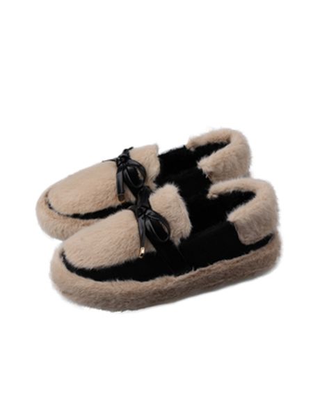 

women plush shoes new winter lambs' wool winter plush flat shoes, Black
