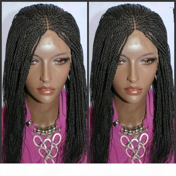 

26-дюймовый плетеный синтетические парики фронта шнурка для black african женщин косы twist длинные парики шнурка