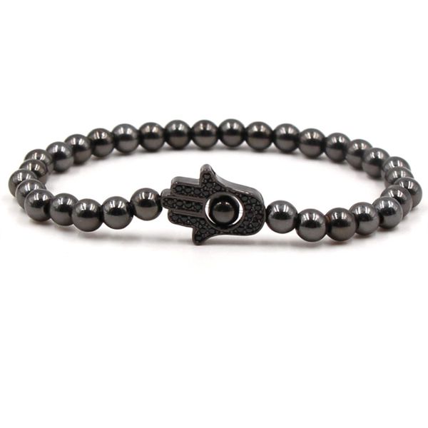 

fashion bracelet zircon crown palm hand bracelet copper beads yoga buddha bracelet designer jewelry women bracelets for gift, Black