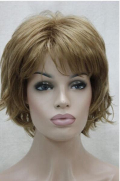 Wig Vogue Light Strawberry Blonde Short Wavy Lady Wigs Synthetic