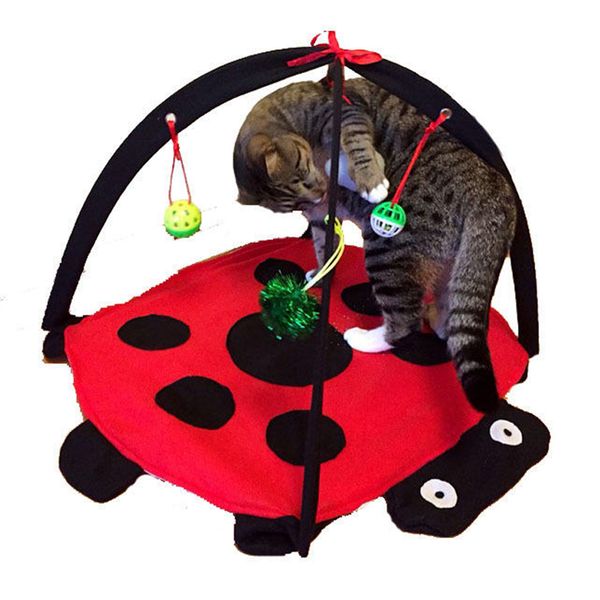 

cyclamen9 -up pet playpen with carrying case pet cartoon funny bell toy folding hammock cushion (red