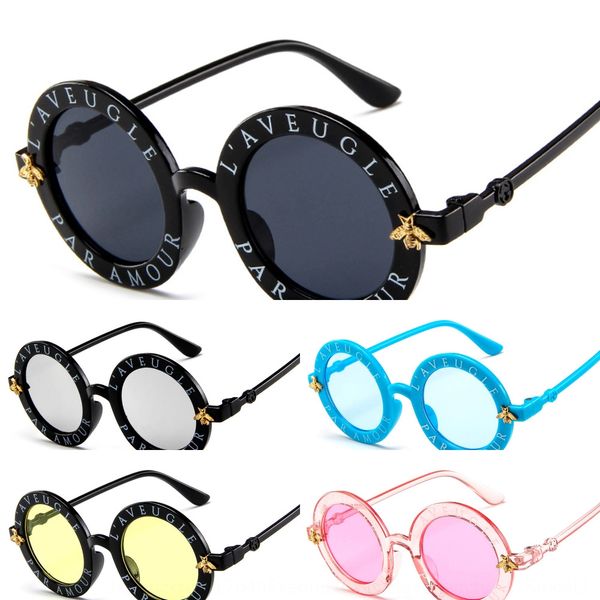 

baby cute little bee sun parent-child sunglasses children's round frame sun glasses, Blue