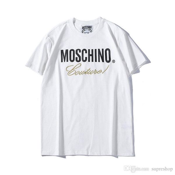 

19ss Summer New Moschin O Tee Хлопок С Коротким Рукавом Дышащие Мужчины Женщины Футболка Moschinos