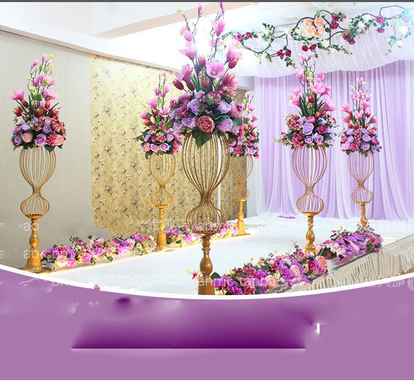 

89cm tall metal wedding road leads flower stand wedding aisle decorations 2020 mermaid gold party flower vase decorations