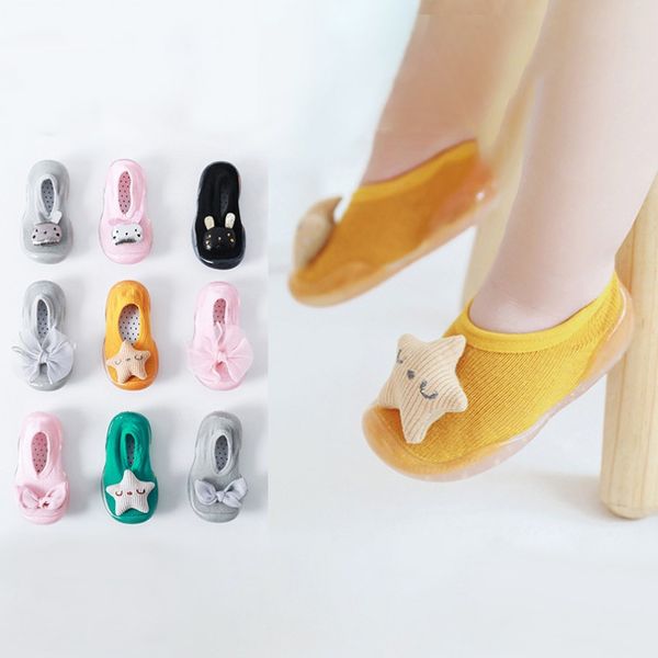 

новорожденные первые ходунки детские носки обувь новый ребенок мягкие резиновые туфли для девочек мальчиков младенческой противоскользящие