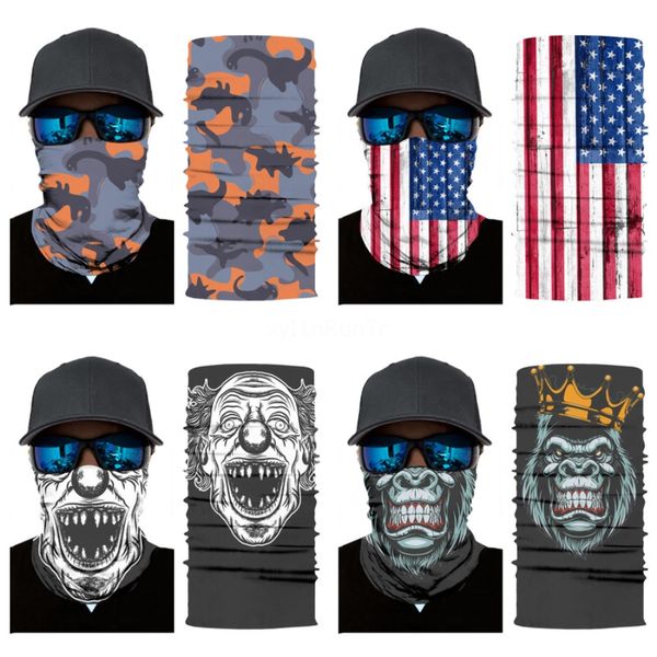

women men novelty style printed multi functional seamless quick dry sunshade sweatband hairband head skull scarf magic skull scarf bandan#52, Blue;black