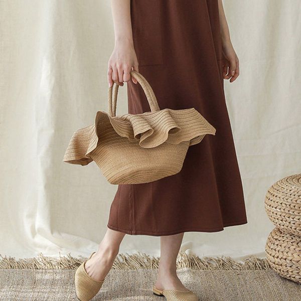 

lace hat shaped straw bag new beam portable basket woven bag casual hat handbag