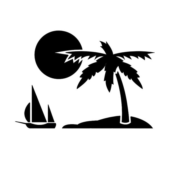 

16*11.2cm tropical island sailboat and sunset - funny car window bumper novelty jdm drift vinyl decal sticker car sticker