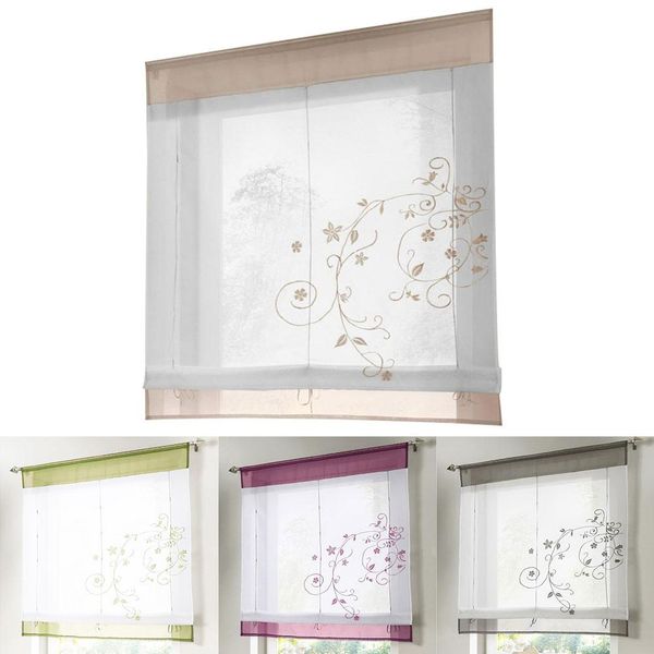 

liftable flower embroidered window curtain living room gauze drape balcony decor