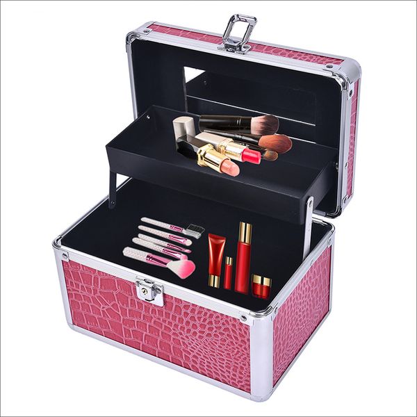 

new women large capacity makeup bag girl cosmetic case alloy female make up box fashion travel wash bags