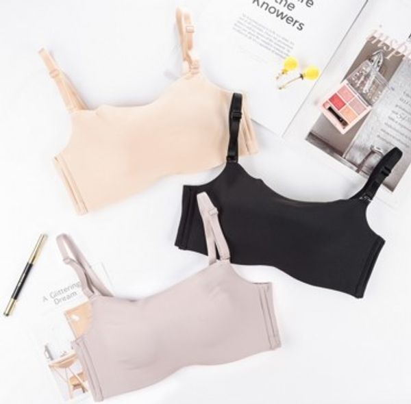 

tube underwear anti-exposure push up wrap-around-small bust seemless non-steel ring breast hugging girls bra, Red;black