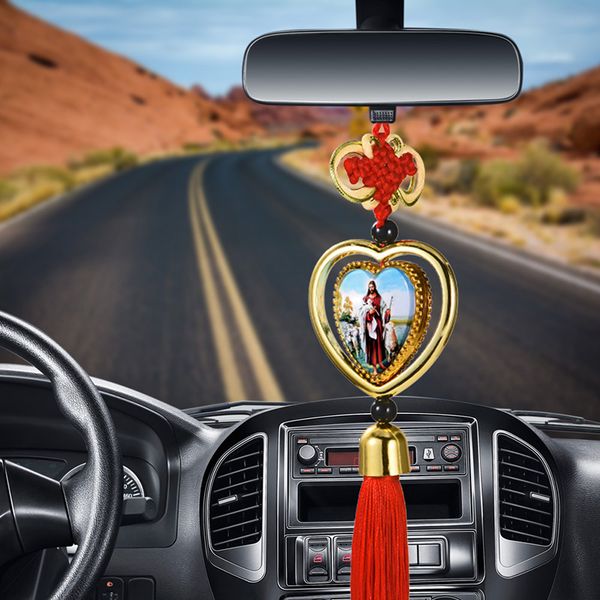 

car pendant heart-shaped rear view mirror decoration car pendant interior accessories god gift shape