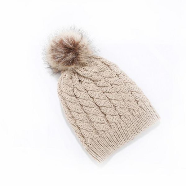 

women fashion casual big fur ball decoration thicken knitted hat outdoor winter about 50 58cm 19 68 22 86inch solid, Blue;gray