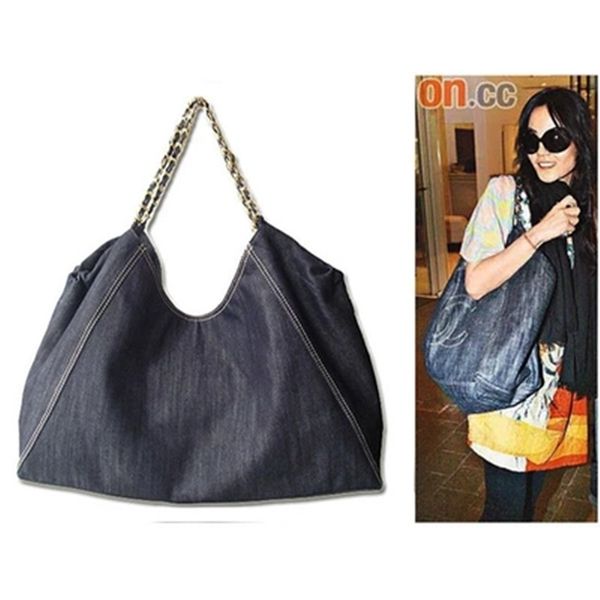 

New WOmen Fashion Denim cloth single Shoulder Bag, Canvas bag Women handbag, lady gold chain shopping bag,Extra zero wallet K2864