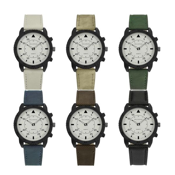 

gofuly new 2019 quartz sport stainless steel dial leather band sports wrist watch horloges mannen, Slivery;brown