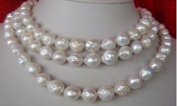 

classic 12-13mm baroque white pearl necklace necklace 38 inch 14k, Silver