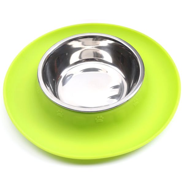 

pet bowl silicone stainless steel non-slip pets feeder food water bowl durable multi function dog bowls for cats
