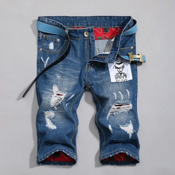 

оптовая продажа-2016 новые мужские джинсовые шорты high street fashion мужские летние хлопчатобумажные короткие джинсы мужские джинсовые шор, White;black