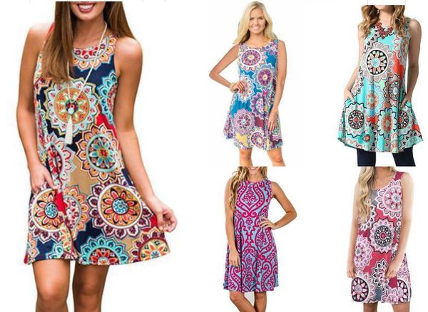 

women casual wear summer sleeveless printing dreses amazon wish fashion pullover cotton blend jumper skirt, Black;gray