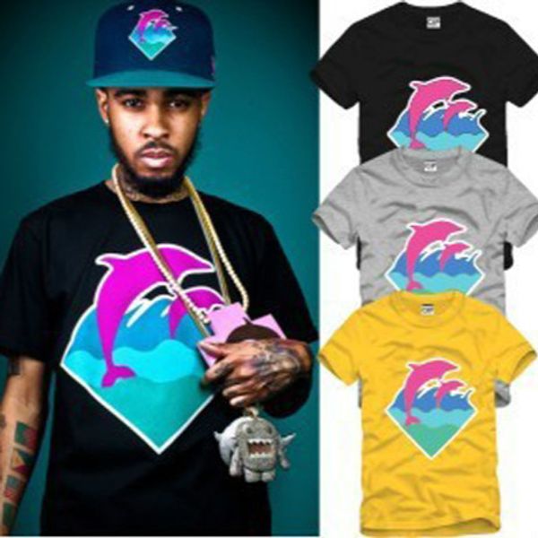 

new arrival men women t shirt pink dolphin clothing hip hop t-shirts dolphin print t-shirt cotton b770608, White;black