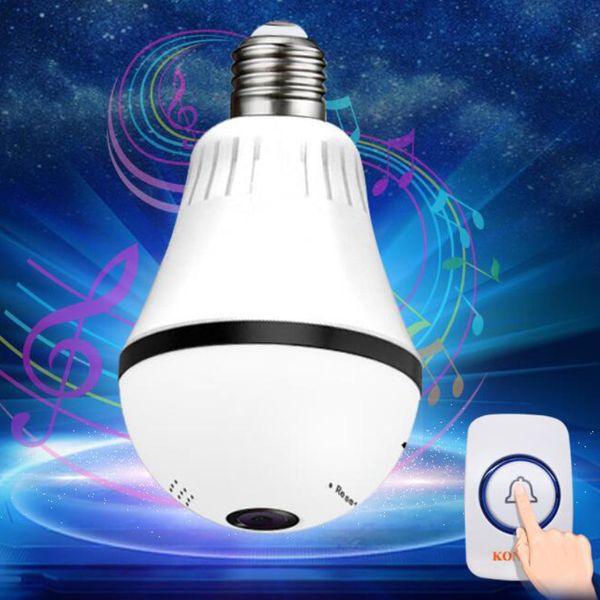

sell wifi doorbell light bulb video ip camera cctv 360 degree panoramic fisheye vr cam for home security wireless two way audio dphs113s