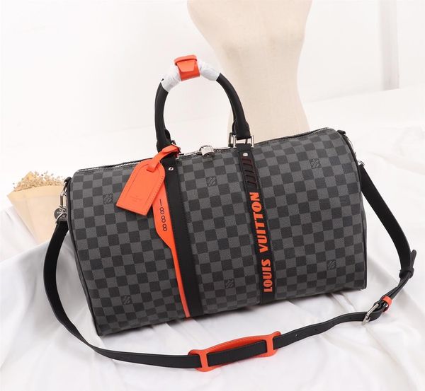 

2019 de igner travel bag men keepall 45 brand real leather cro body bag luxury totel for men canva bag duffel bag with erial number