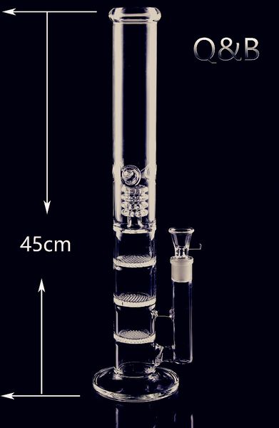 Sunbowl 42cm Glass Bong - Straight Tube With Honeycomb Birdcage Perc & 18mm Bowl - USA Made
