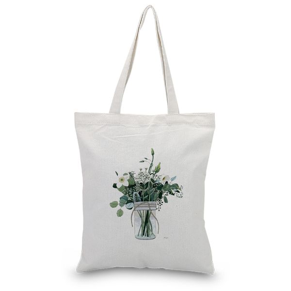 

plant series canvas tote shoulder bags handbags shopping bag daily use custom print logo diy eco reusable recycle