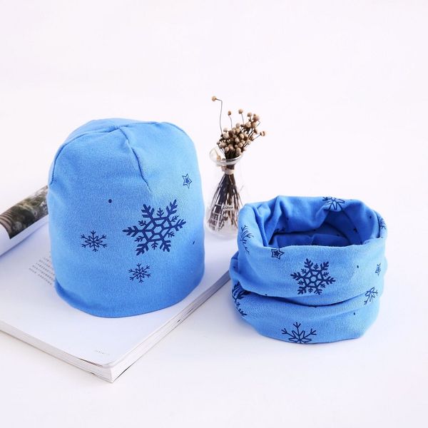 

children hat scarf set snow printing cotton baby cap scarf 2pcs set winter hat for boys and girls 3 months to 8 years, Yellow