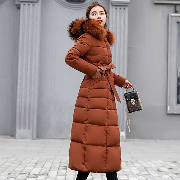 

пальто хлопка куртки женщин в 2020 новый зимний тренд длинный тонкий пуховик женщины толстые теплые вниз женщин, Black