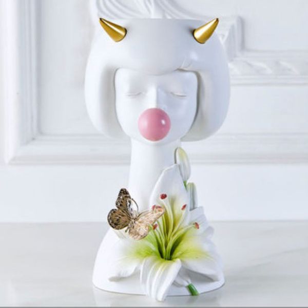 

flowerpot resin flower vase water cultivation planter desk plant container mini ornament home decor (little witch)