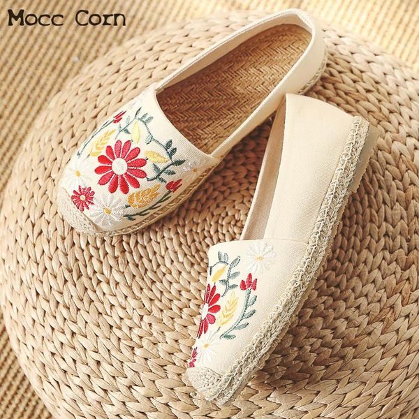 

casual canvas loafers slip on women flat shoes woman ballet flats old peking cloth shoes comfortable embroidered linen footwear, Black