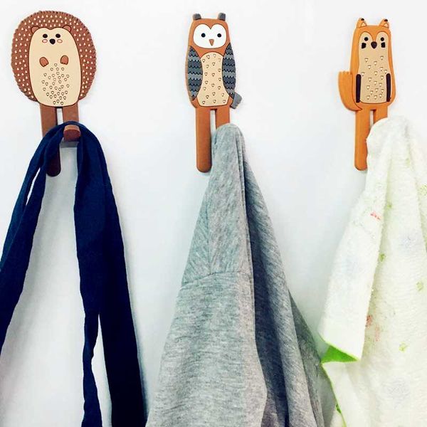 

cute magnetic hooks removable fridge sticker refrigerator message magnet coat hanger key holder storage hook (hedgehog)