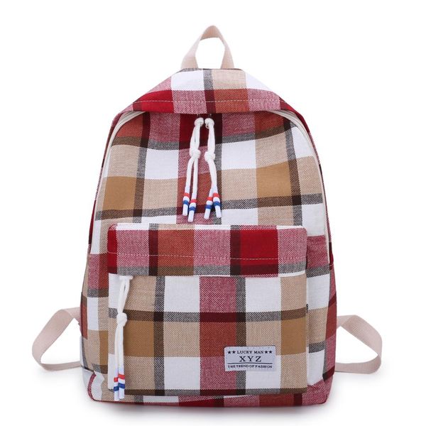 

new arrival fashion caramel pastel colours thick plaid cute school backpack shopping rucksack bags student womens bags college