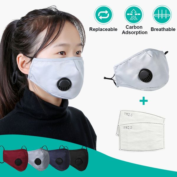 

Reused Face Masks with Filters PM2.5 Anti-Dust Mask Breathing Valve Respirator Mouth Masks Free Fast Shipping