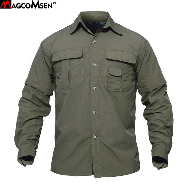 

Magcomsen Men Shirt Summer Quick Drying Sleeves Detachable Shirts Military Army Tactical Shirts Breathable Workout Wear Smmd -01