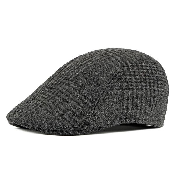 

visors autumn winter thick warm peaked cap middle-aged casual hat fashion street flat men classic retro lattice berets y13, Blue;gray