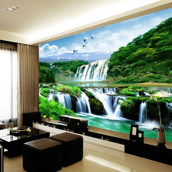 

jointless custom any size p wallpaper 3d waterfall beautiful natural landscape home decoration wall paper