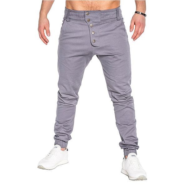 

new 2018 casual men's lounge pants button decoration men fashion workout pants drawstring harem trousers large size m-3xl, Black