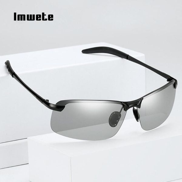 

imwete polarized sunglasses men pchromic sun glasses chameleon discoloration sunglasses day night safe driving goggles 3040, White;black