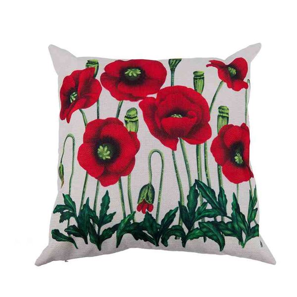 

enchanting beautiful oil painting red poppy flowers gift anniversary day present cotton linen home decorative throw pillow cas pillow case
