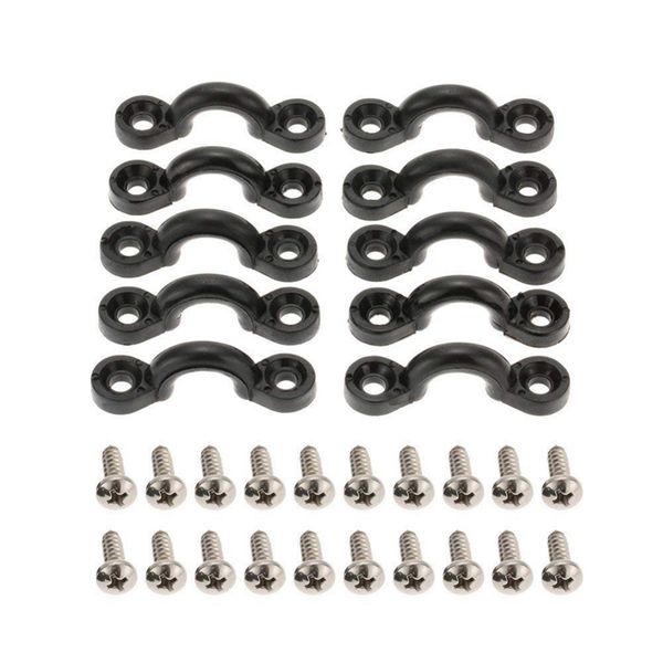 

10pcs/set c-shaped boat kayak nylon bungee tie down pad eye with 20 screws for boat loops deck rigging kit kayak accessorie