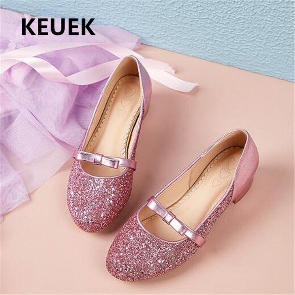

new children high heels girls leather shoes kids toddler baby comfortable crystal bow princess parent-child shoes 02c, Black;grey