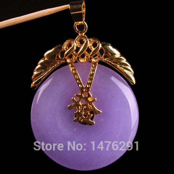 

30x30mm violet jades donut bead pendant 1pcs, Silver