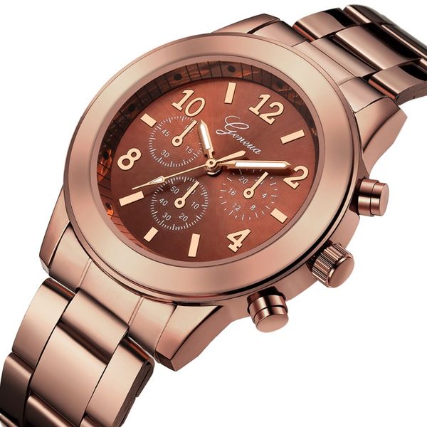 

reloj hombre fashion geneva men business watch stainless steel mesh strap watch casual men quartz wristwatch clock erkek kol saa, Slivery;brown