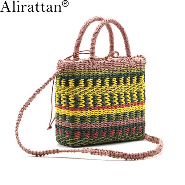 

alirattan женщины соломенная сумка 2020 новое лето модные hand made пляж сумки из ротанга тканые плеча сумка tote путешествий h344