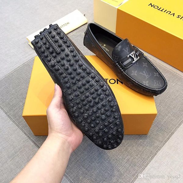 

18ss 2020 designers brand italian leather shoes mlae dress wedding classic business party office wedding loafers men's flats shoes, Black