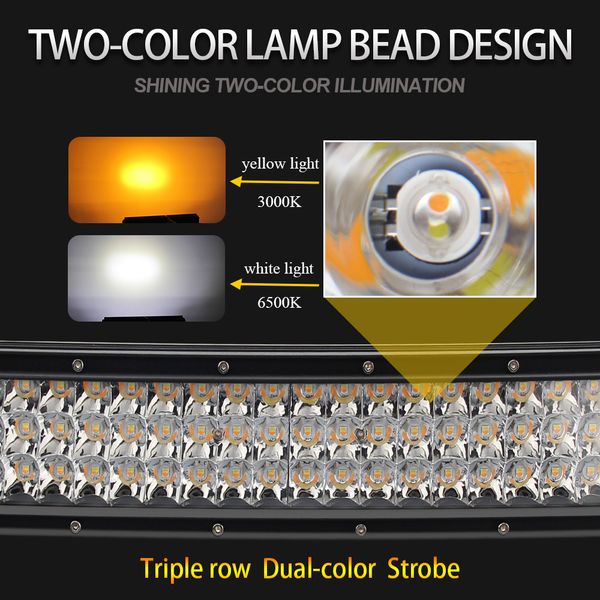 

ale 22"32"42"52" 3-row 12d strobe led light bar 2-colors 270w 405w 648w 783w offroad led bar combo for 4x4 suv atv boat