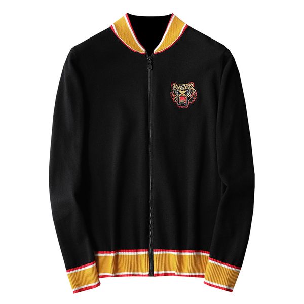 

2019 new autumn brand jacket tiger embroidery cardigan fashion luxury sweater coat shirt mens designer jackets pull plus size m-4xl, Black;brown